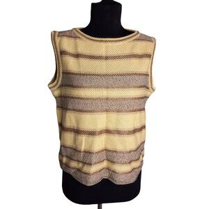 St John Sport Marie Gray P Sweater Shell Tank Top Santana Knit Striped Metallic